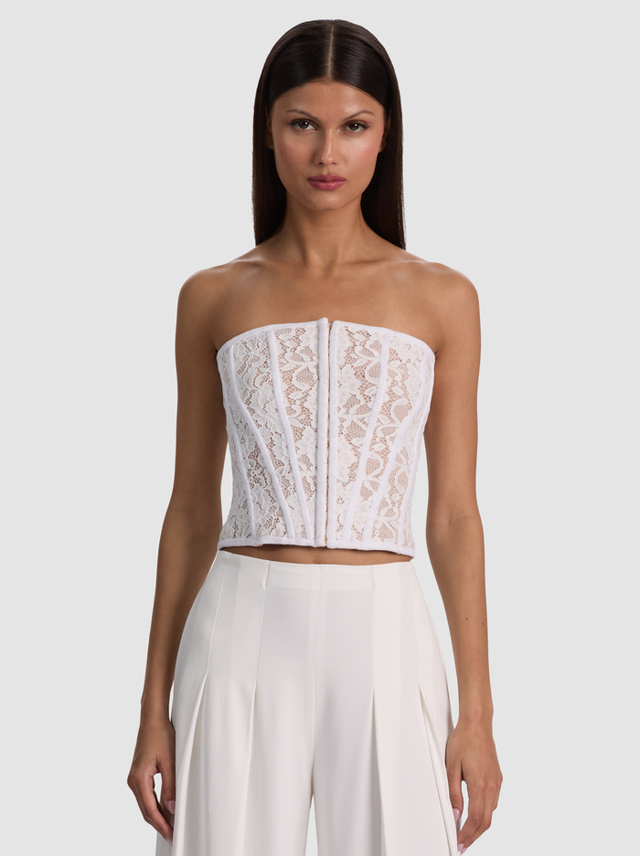 COSETTE LACE CORSET - OFF WHITE/ALMOND - ALICE + OLIVIA