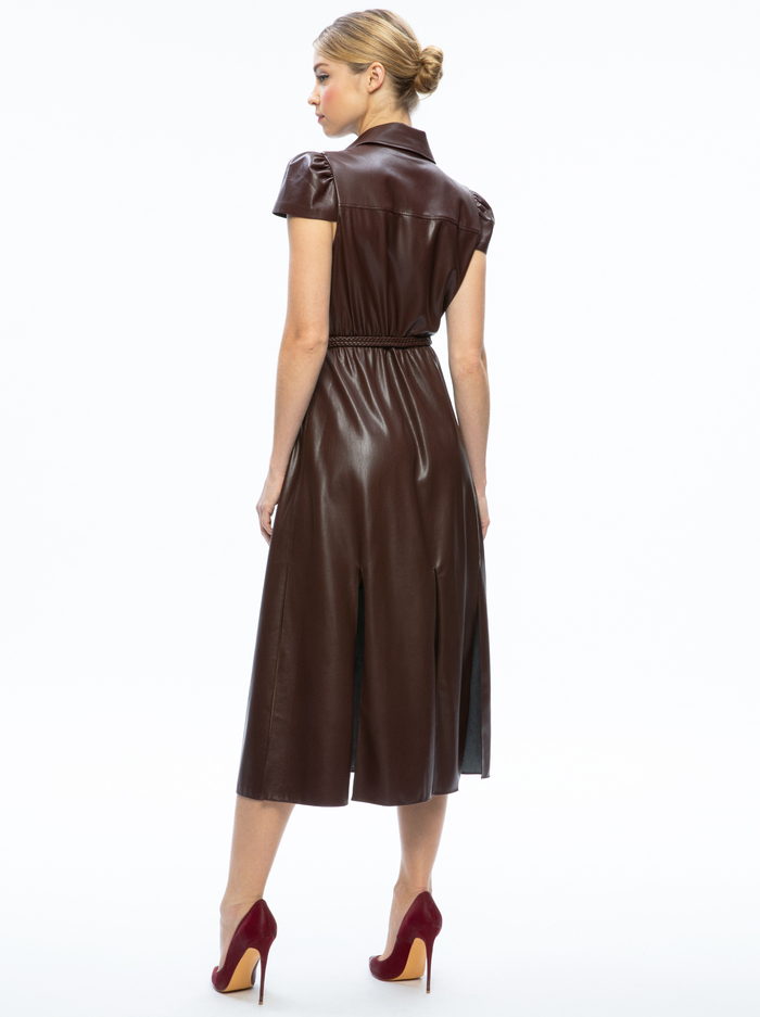MIRANDA VEGAN LEATHER MIDI DRESS - TOFFEE image 1 - Alice And Olivia