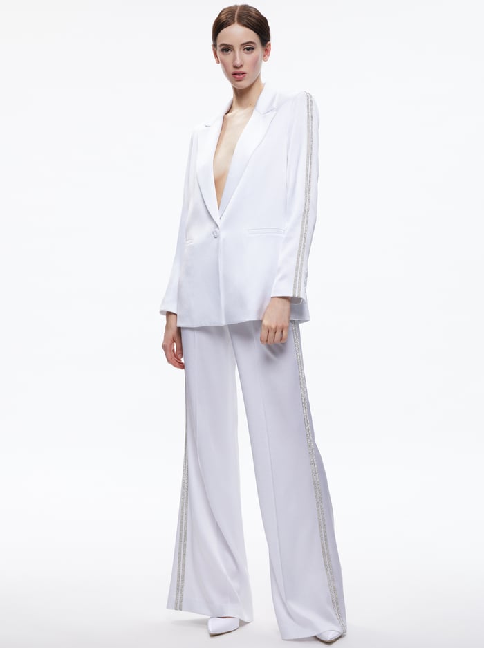 DENNY BLAZER WITH CRYSTAL TRIM - WHITE image 2 - Alice And Olivia