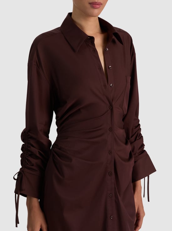 DARK CHOCOLATE-DENISE MIDI SHIRT DRESS