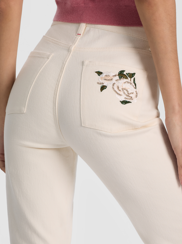 BEAUTIFUL EMBROIDERED JEAN - OFF WHITE/MULTI image 4 - ALICE + OLIVIA