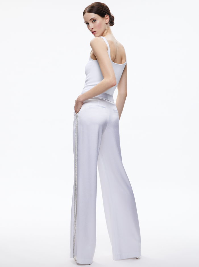 DYLAN PANT WITH CRYSTAL TRIM - WHITE image 1 - Alice And Olivia