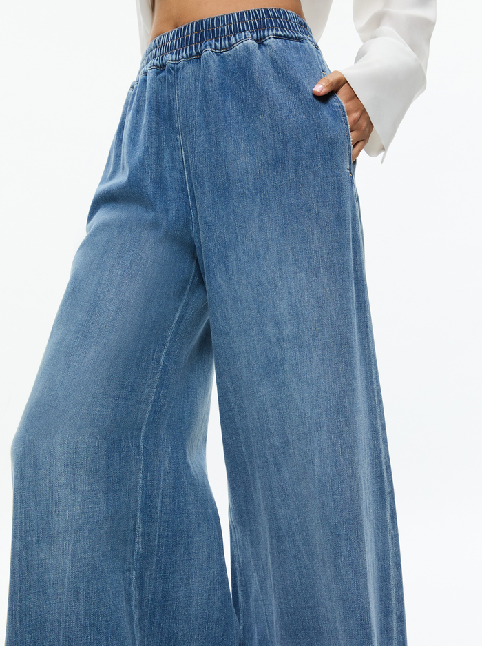 KENLEY DENIM PALAZZO PANT - BROOKLYN BLUE image 3 - Alice And Olivia