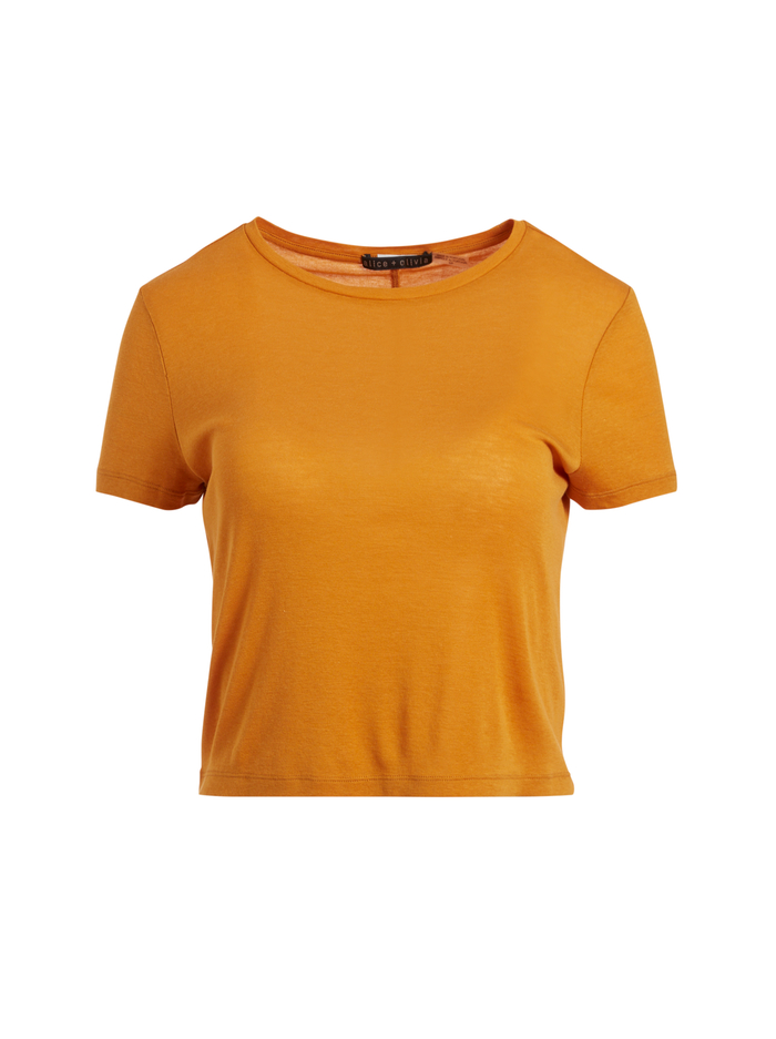 CINDY CLASSIC CROPPED TEE in AUTUMN GOLD | Alice and Olivia
