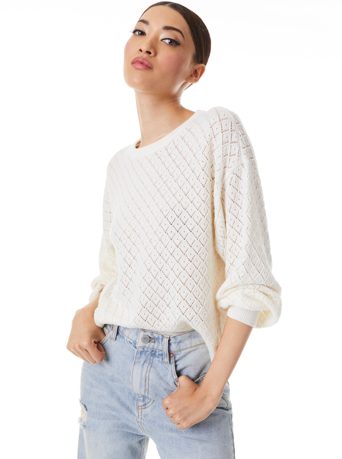 ANGELINE EASY CROP PULLOVER - SOFT WHITE - Alice And Olivia
