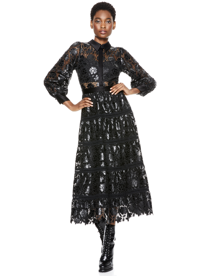 ANAYA LACE MIDI DRESS - BLACK image 2 - Alice And Olivia