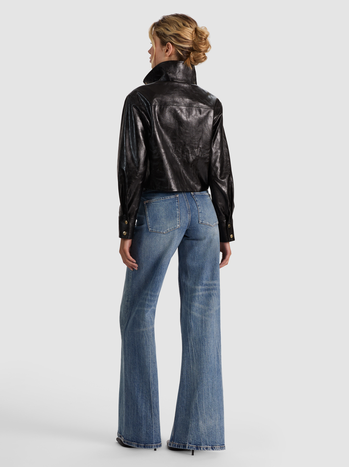 JAMES VEGAN FUNNEL NECK PARKA - BLACK image 2 - ALICE + OLIVIA