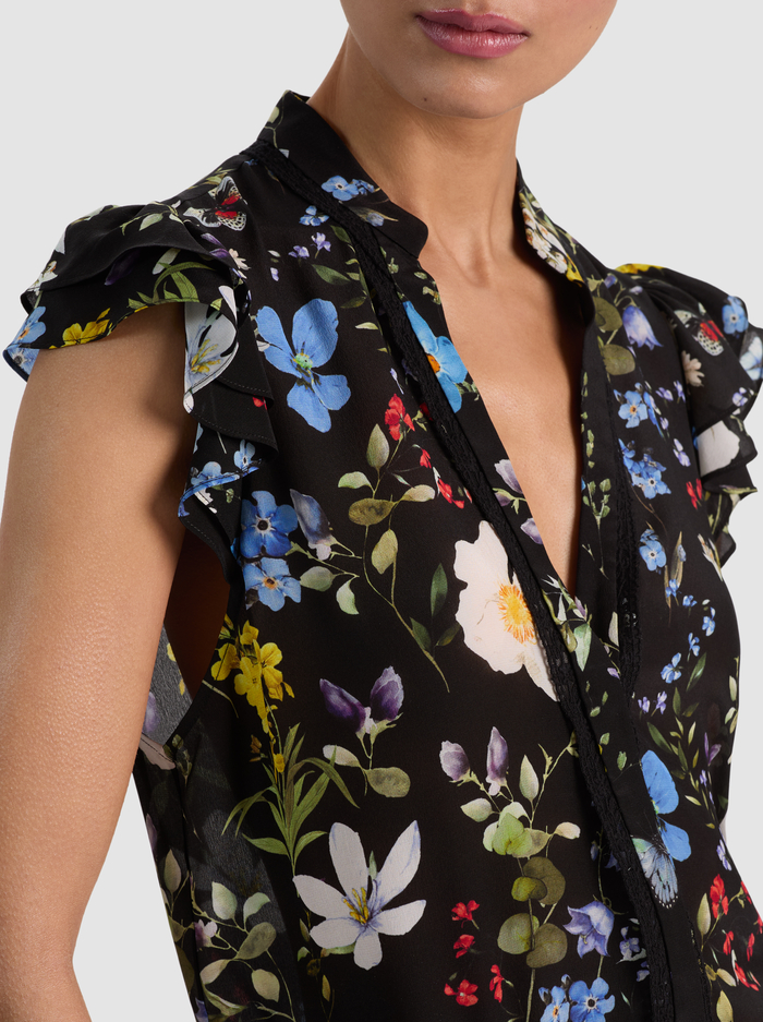 ARLETTE SILK BLOUSE - TWISTING VINES BLACK image 3 - ALICE + OLIVIA