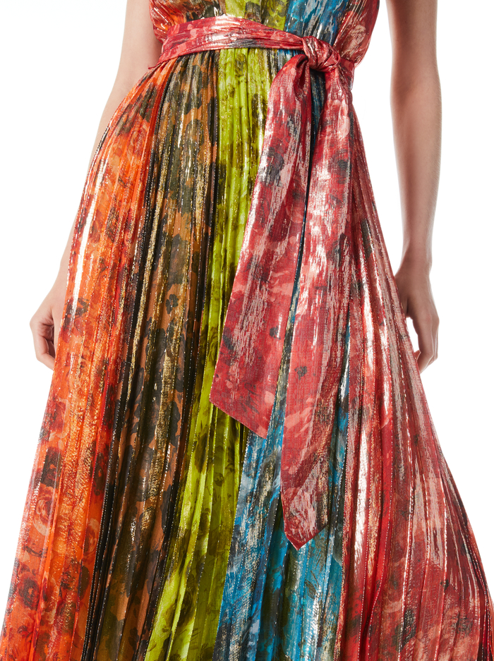 MERTIE MOCK NECK PLEATED MAXI DRESS - MULTI image 3 - Alice And Olivia