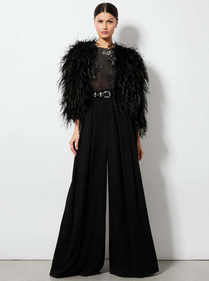 KIDMAN FEATHERED JACKET - BLACK image 1 - Alice And Olivia