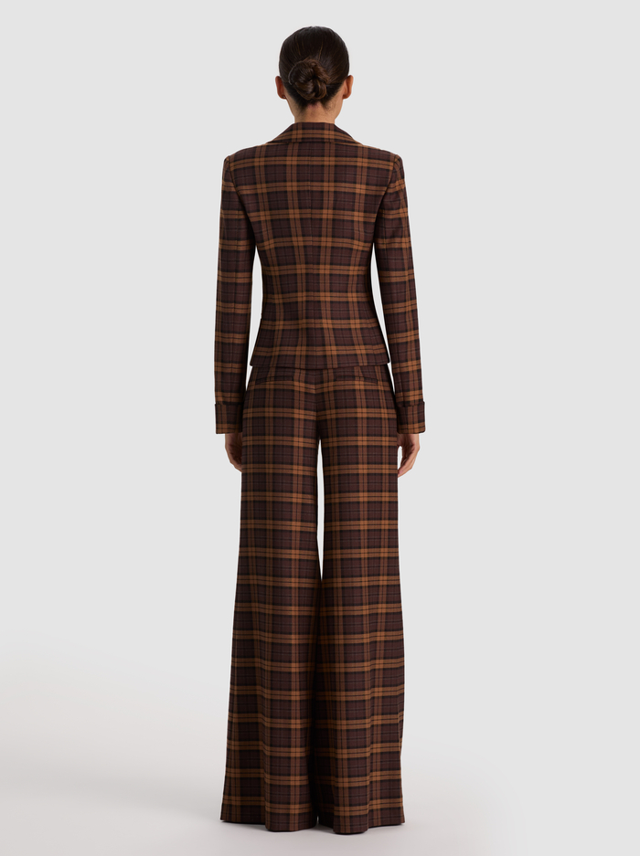 MACEY CROPPED FITTED BLAZER - DARK CHOCOLATE/CAMEL image 2 - ALICE + OLIVIA