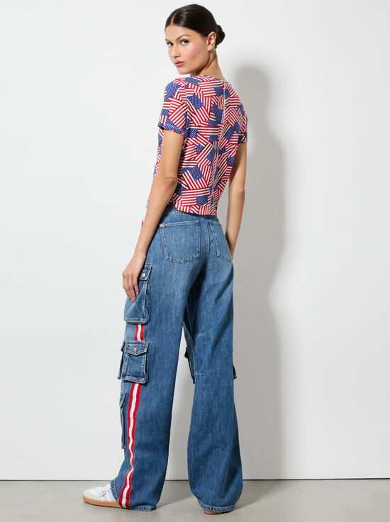 STRIPES FOREVER-A+O X I AM A VOTER® CINDY CROPPED TEE