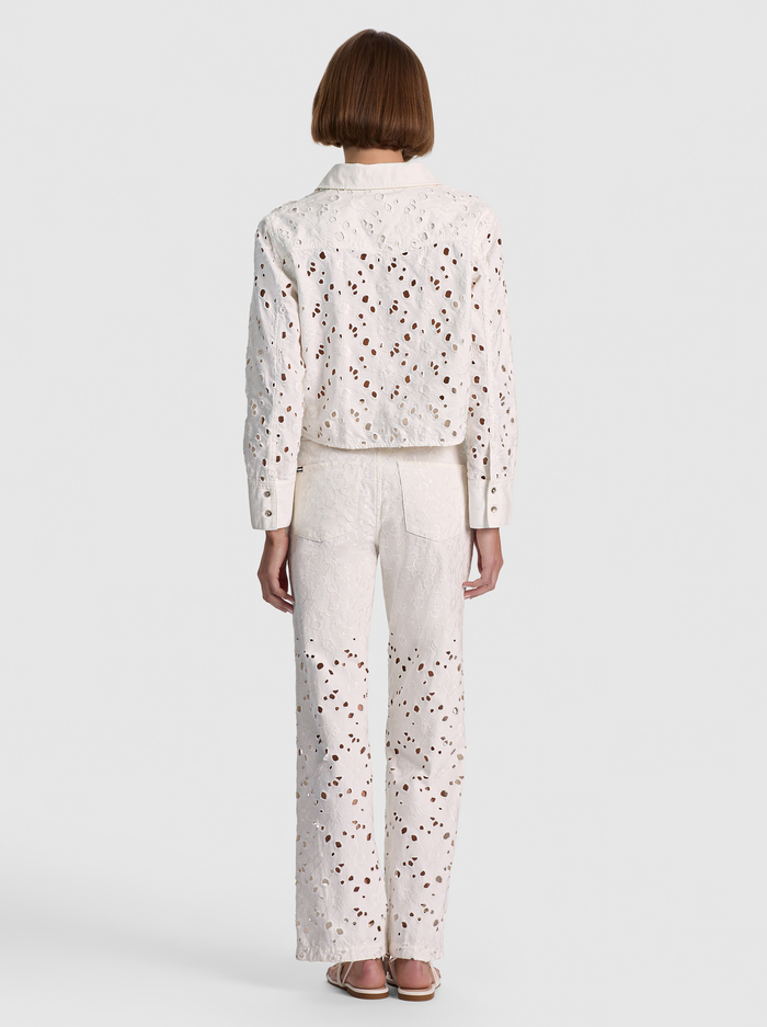 FINELY LASER-CUT DENIM BUTTON DOWN - OFF WHITE image 2 - ALICE + OLIVIA