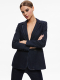 MACEY DENIM FITTED BLAZER - DARK RINSE