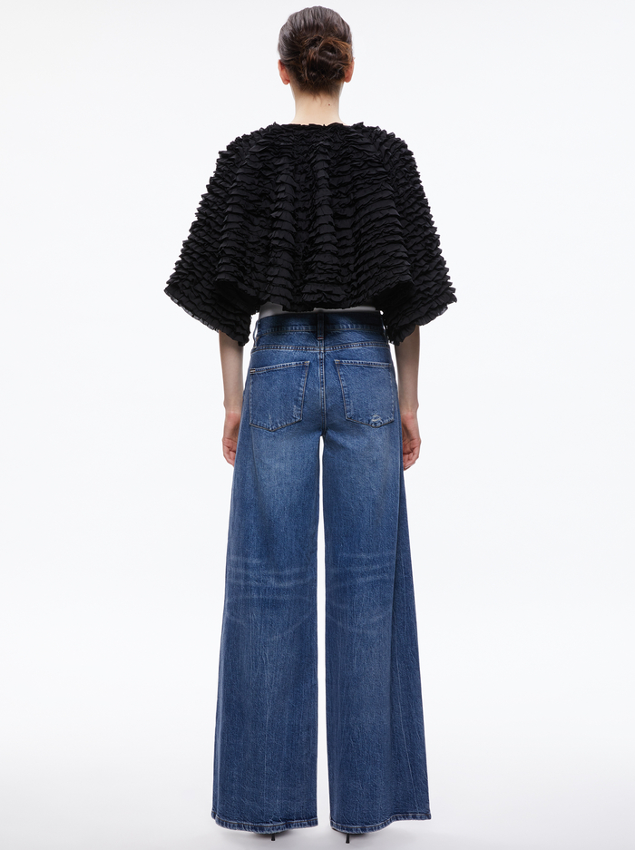 LOREE RUFFLE TIE FRONT CROPPED JACKET - BLACK image 1 - Alice And Olivia