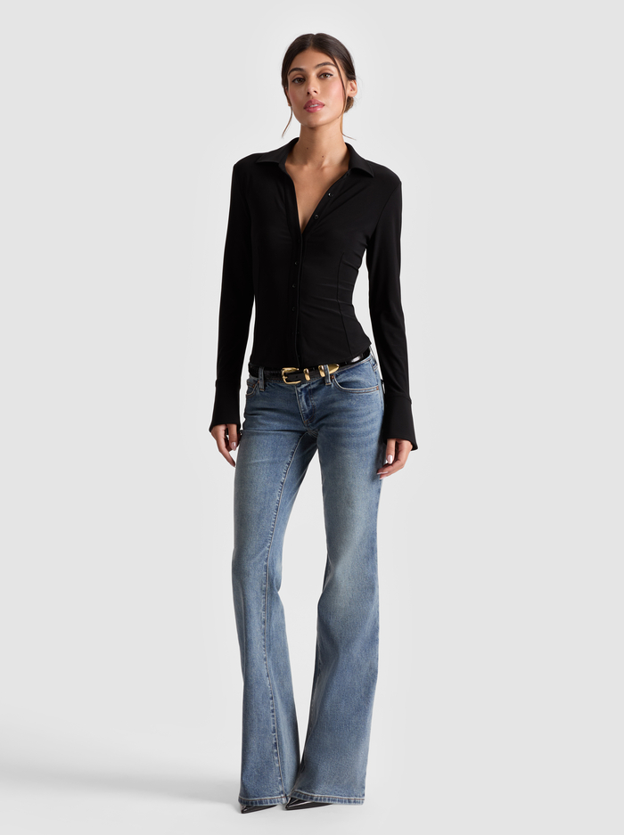 FREYA BUTTON DOWN TOP - BLACK image 1 - ALICE + OLIVIA