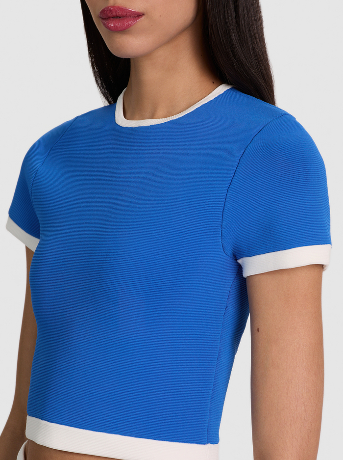 CIARA CROPPED PULLOVER - BLUE IRIS/SOFT WHITE image 3 - ALICE + OLIVIA
