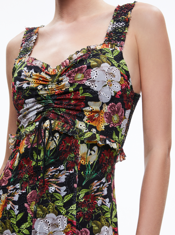 RUE GODET MAXI DRESS - JUNIPER FLORAL BLACK image 3 - Alice And Olivia