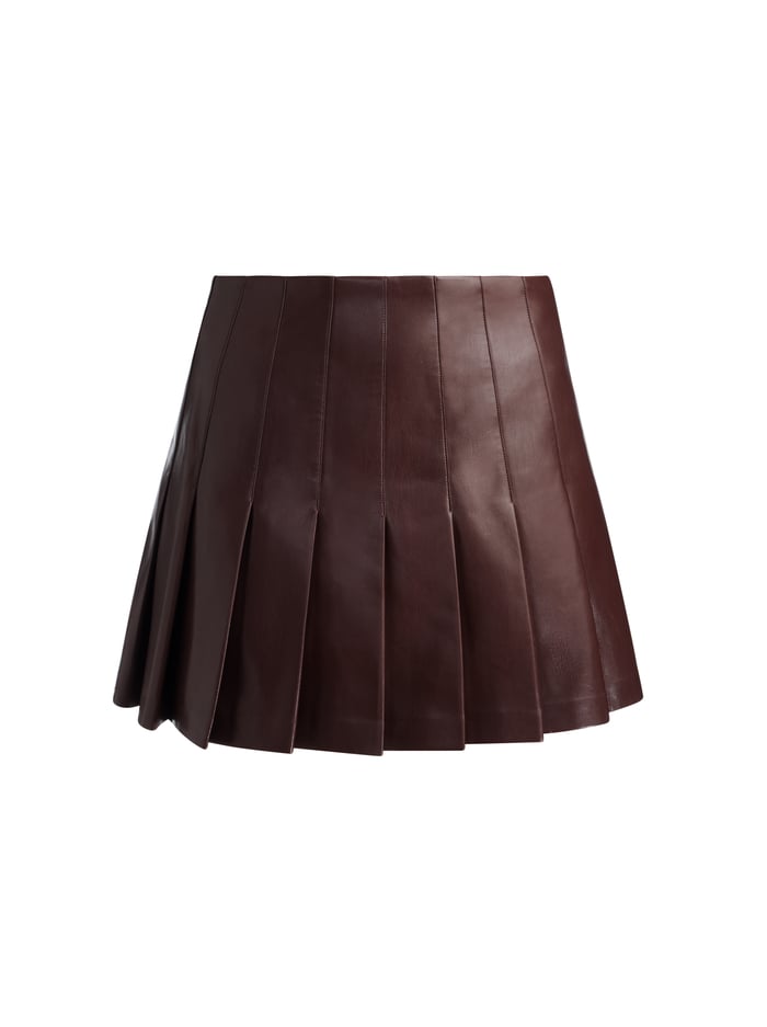 CARTER VEGAN MINI SKIRT - DARK CHOCOLATE image 5 - Alice And Olivia