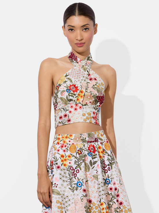 OFF WHITE/MULTI-EVELINA CROP TOP