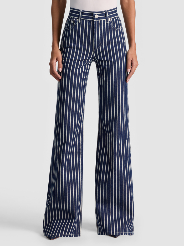 CHIC STRIPED JEAN - INDIGO/OFF WHITE STRIPE - Alice And Olivia