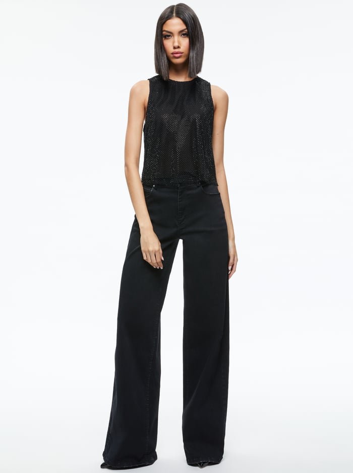 ANGELINA CRYSTAL EMBELLISHED TANK - BLACK image 2 - Alice And Olivia