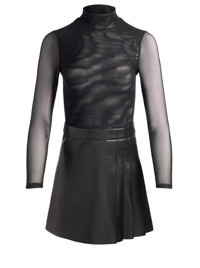 CHARA VEGAN LEATHER MINI DRESS - BLACK image 3 - Alice And Olivia