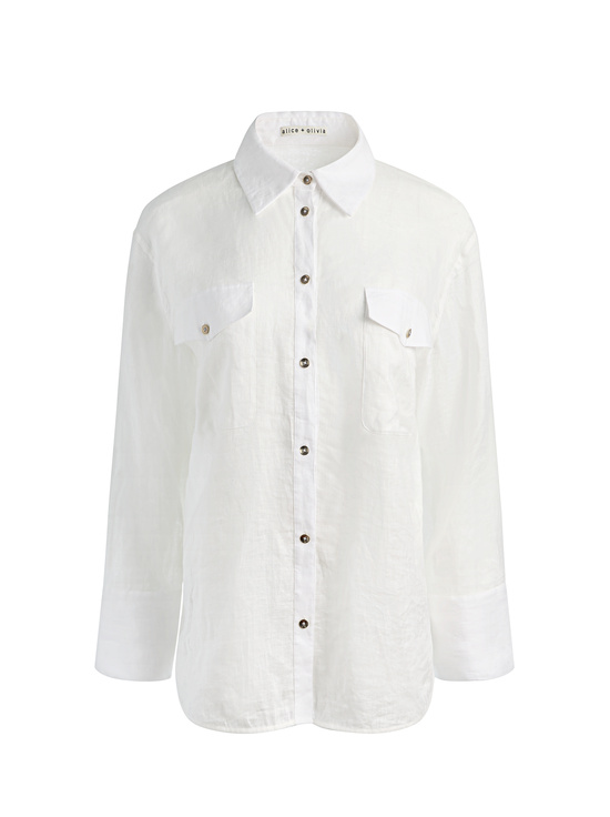 OFF WHITE-FINELY OVERSIZED LINEN BUTTON DOWN