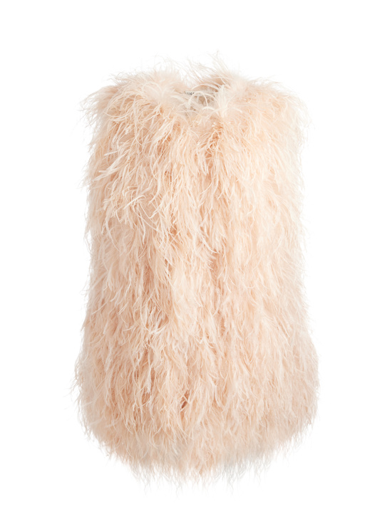 CHAMPAGNE-CHANDA OVERSIZED FEATHER VEST
