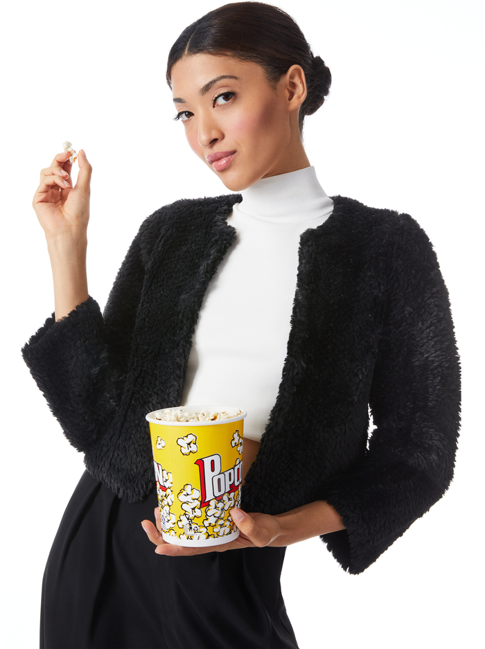FAWN FAUX FUR JACKET - BLACK - Alice And Olivia