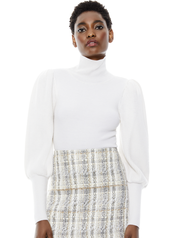 BABETTE PUFF SLEEVE TURTLENECK - SOFT WHITE image 1 - ALICE + OLIVIA