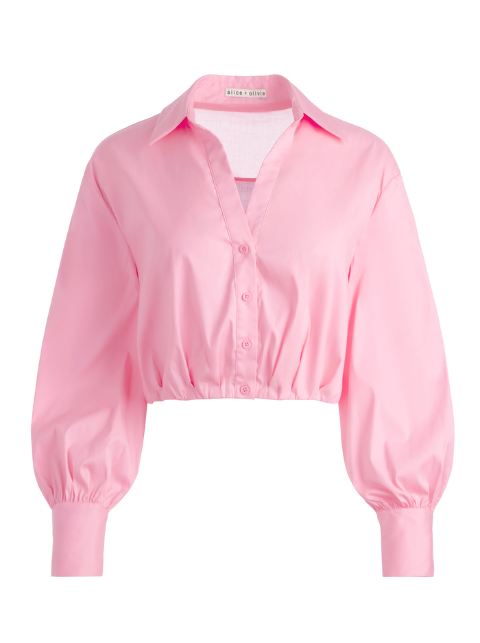 TRUDY CROPPED BUTTON DOWN - CHERRY BLOSSOM image 5 - Alice And Olivia