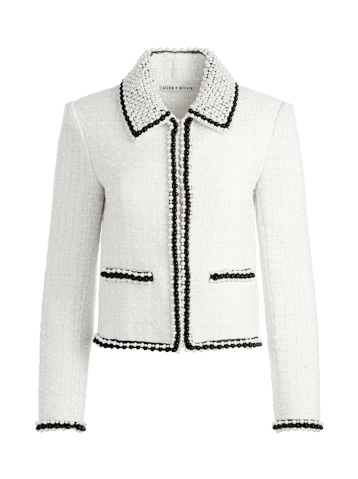 KIDMAN PEARL CLLR BOXY JACKET - OFF WHITE image 5 - Alice And Olivia