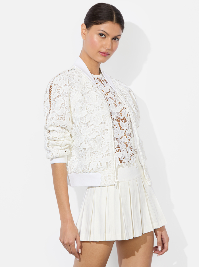 RUSSIE LACE BOMBER JACKET - OFF WHITE - Alice And Olivia