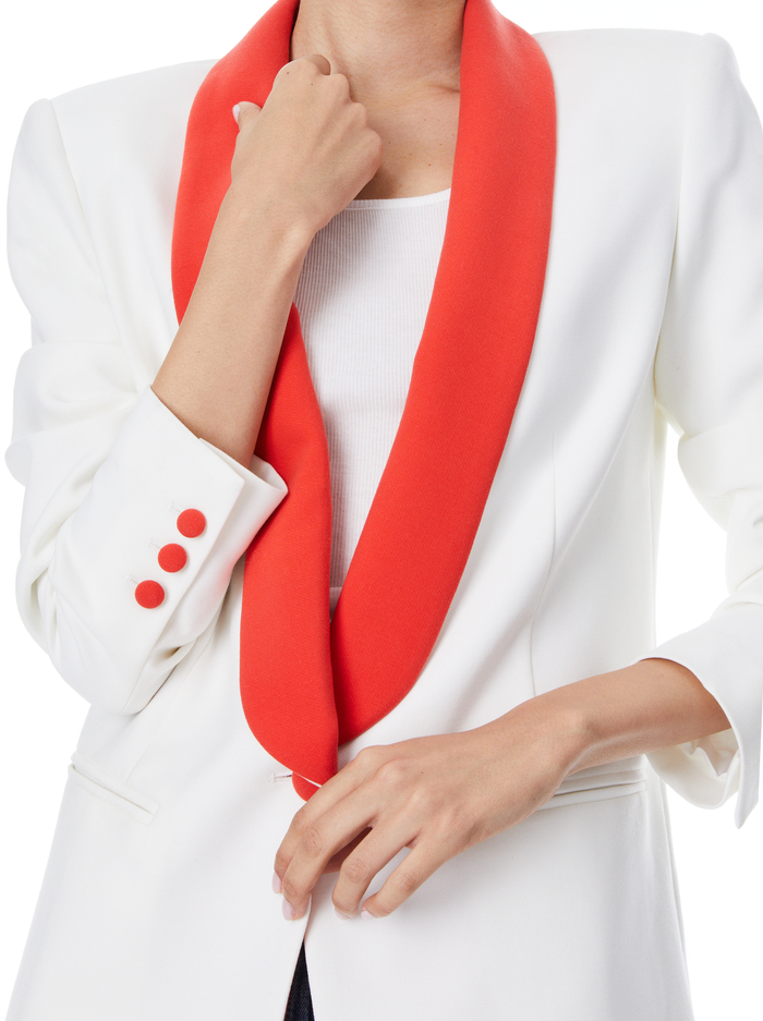 VERNELL SHAWL COLLAR BLAZER - OFF WHITE/CHILI PEPPER image 3 - Alice And Olivia