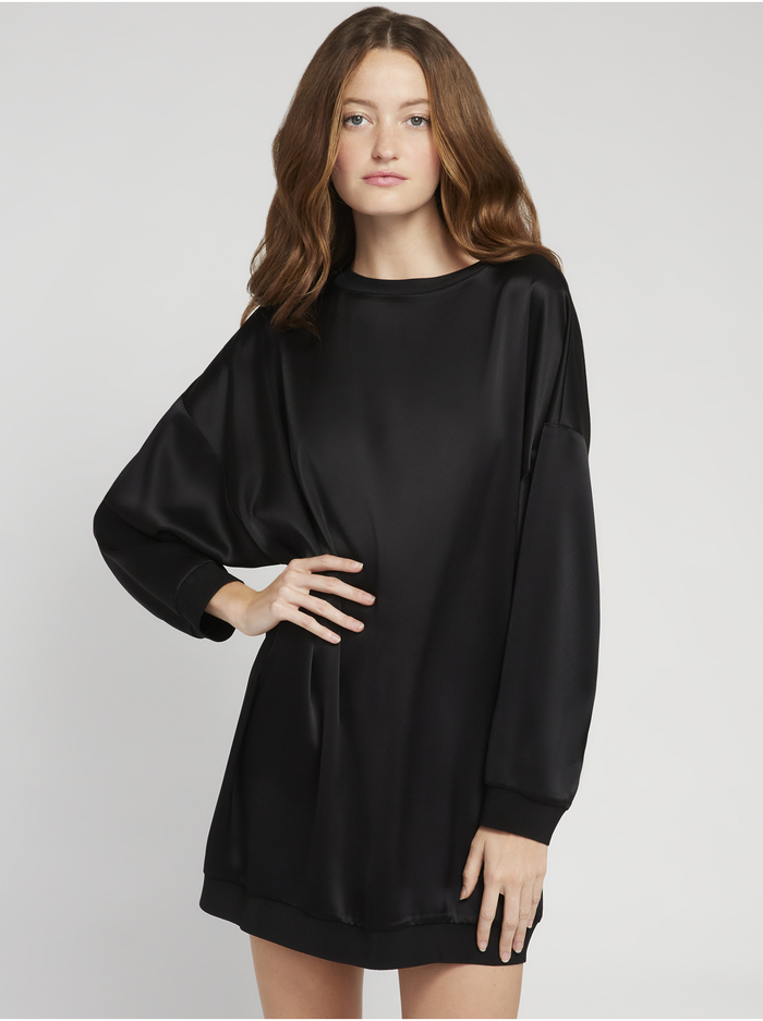 DREA CREW NECK SWEATSHIRT DRESS - BLACK image 2 - ALICE + OLIVIA