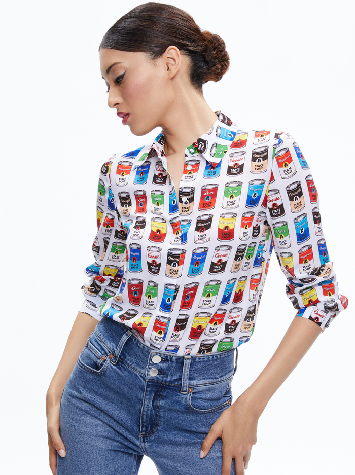 WILLA STACE FACE PLACKET TOP - STACE SOUP - Alice And Olivia