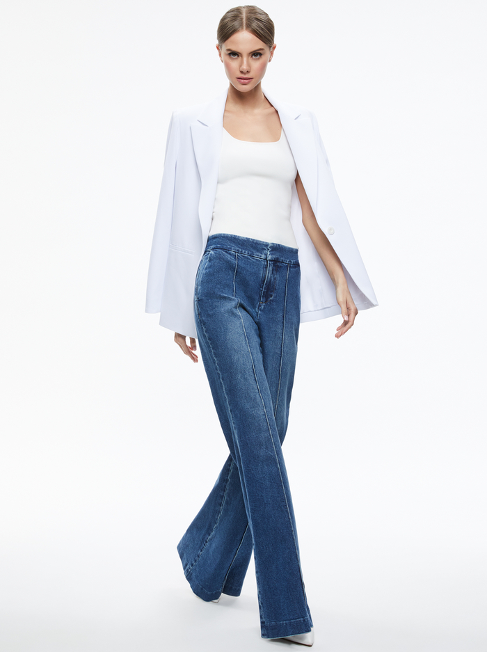 DYLAN HIGH WAISTED WIDE LEG JEAN - TRUE BLUES image 4 - Alice And Olivia