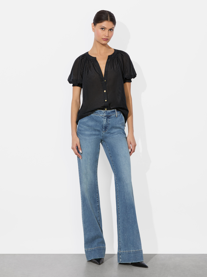 THALIA BUTTON DOWN BLOUSE - BLACK image 1 - Alice And Olivia