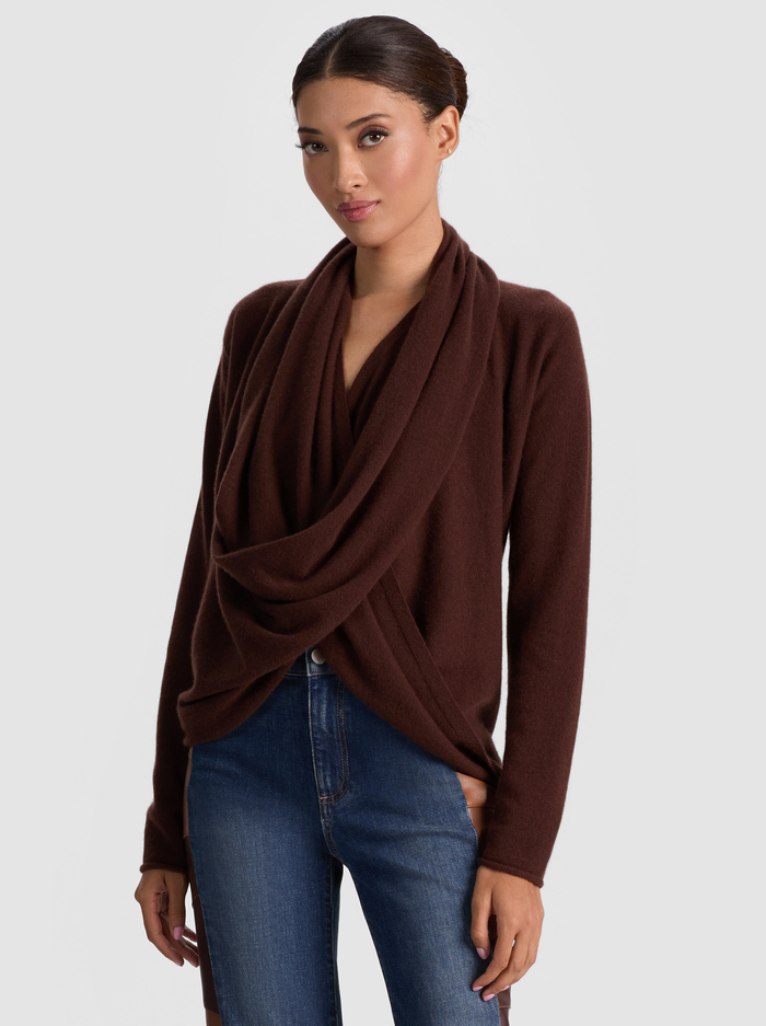 JULES DRAPED PULLOVER - DARK CHOCOLATE - Alice And Olivia