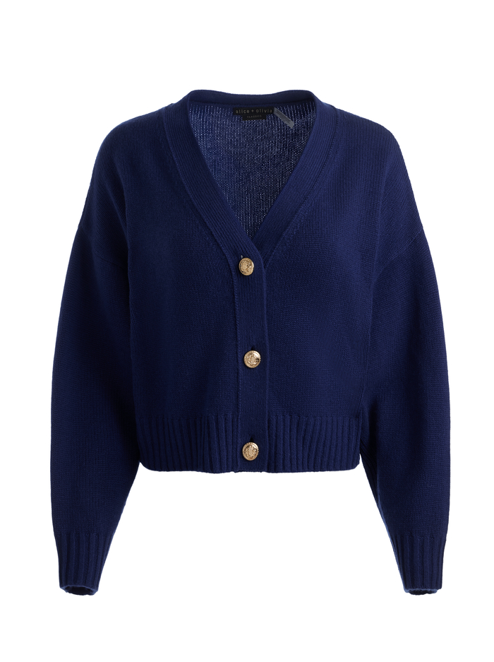ATTICUS CASHMERE CARDIGAN - INDIGO image 5 - Alice And Olivia