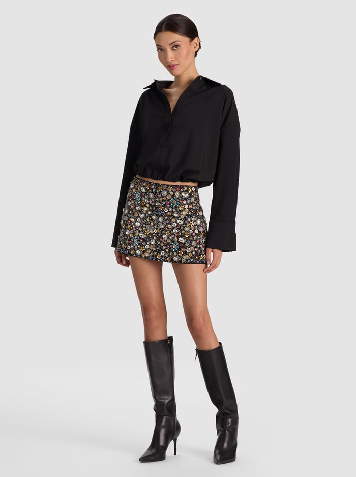 RUBI EMBELLISHED MINI SKIRT - BLACK/MULTI image 2 - ALICE + OLIVIA