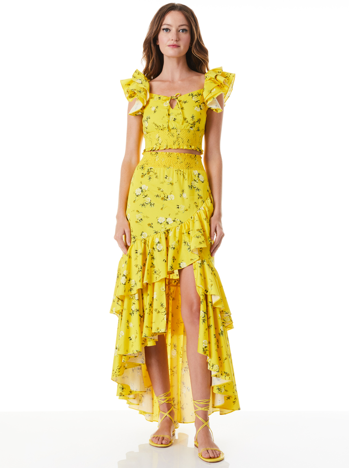 CRISTINA WRAP RUFFLE SKIRT - ESCAPE DITSY SUNBEAM image 2 - ALICE + OLIVIA
