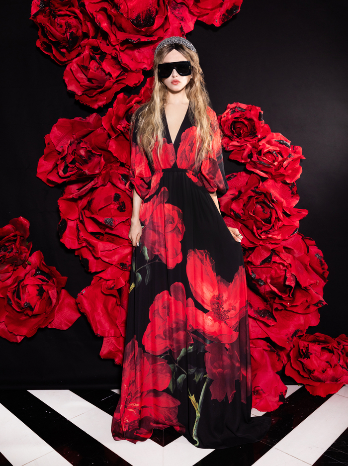 CLARISSA MAXI DRESS - PEONY PETALS BRIGHT RUBY image 6 - Alice And Olivia