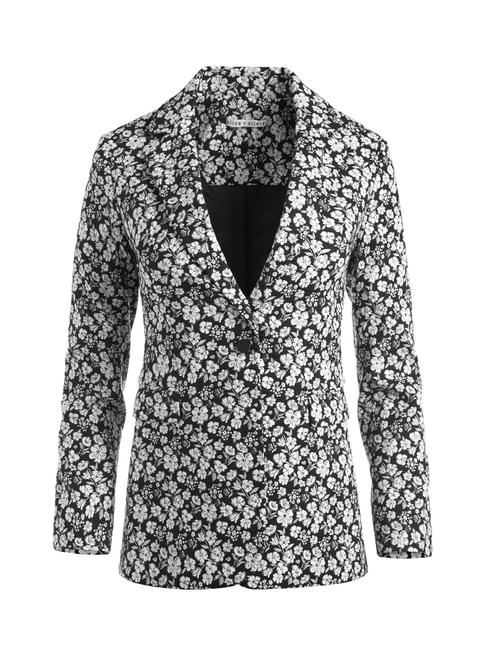 MACEY FITTED BLAZER - BLACK/WHITE image 5 - Alice And Olivia