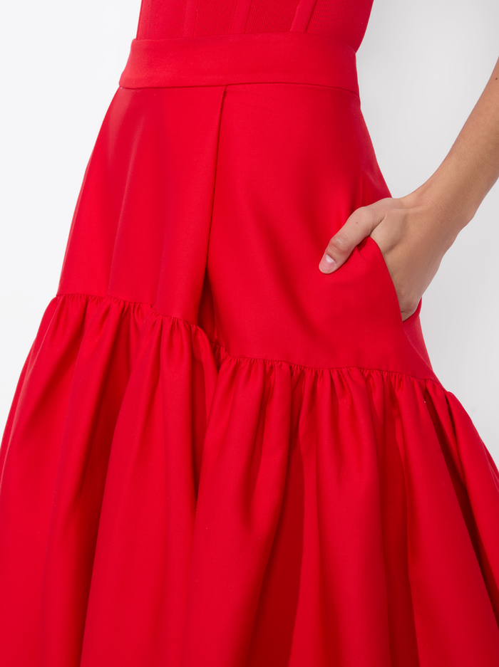 DIANA MIDI SKIRT - BRIGHT RUBY image 3 - Alice And Olivia