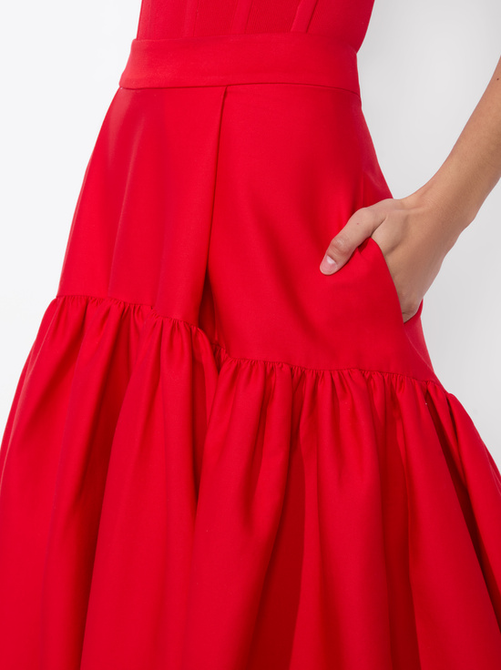 BRIGHT RUBY-DIANA MIDI SKIRT