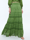 AISHA TIERED MAXI SKIRT - AVOCADO