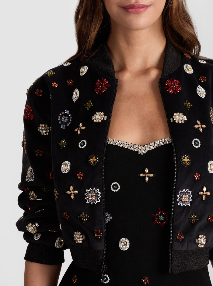 JACKIE EMBELLISHED BOMBER JACKET - BLACK/MULTI image 3 - Alice And Olivia