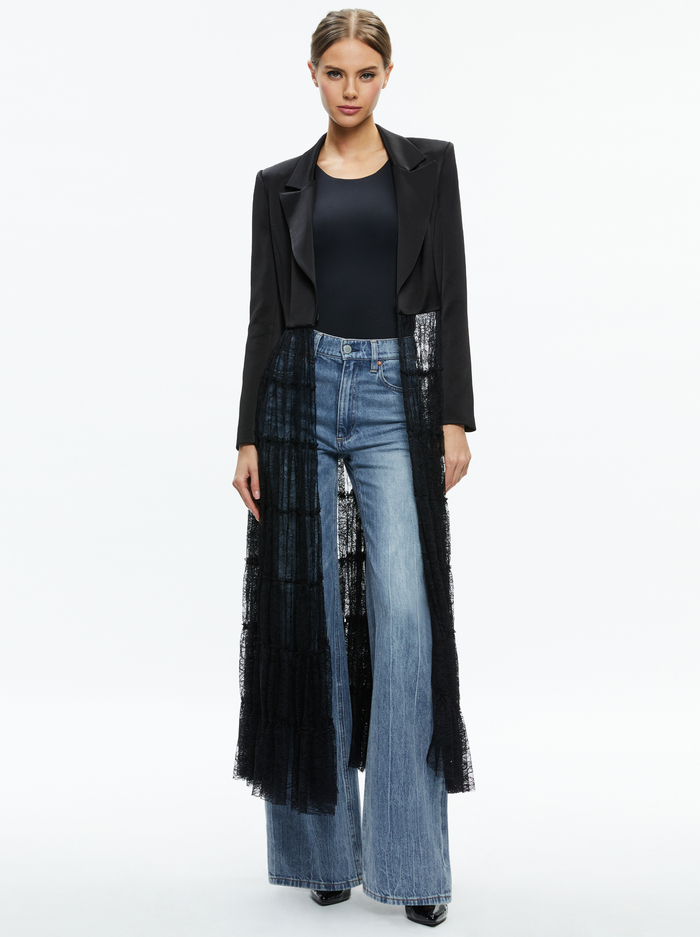 EVERLY DRAMA LACE MAXI BLAZER - BLACK image 4 - Alice And Olivia